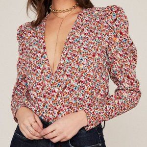 AFRM Tops | Nora Bodysuit In Red Ditsy